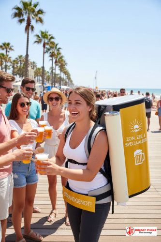Bierrugzak bij Utrecht Streekmarkt, cateringconcept, sampling, POS-communication en straatbeleving.